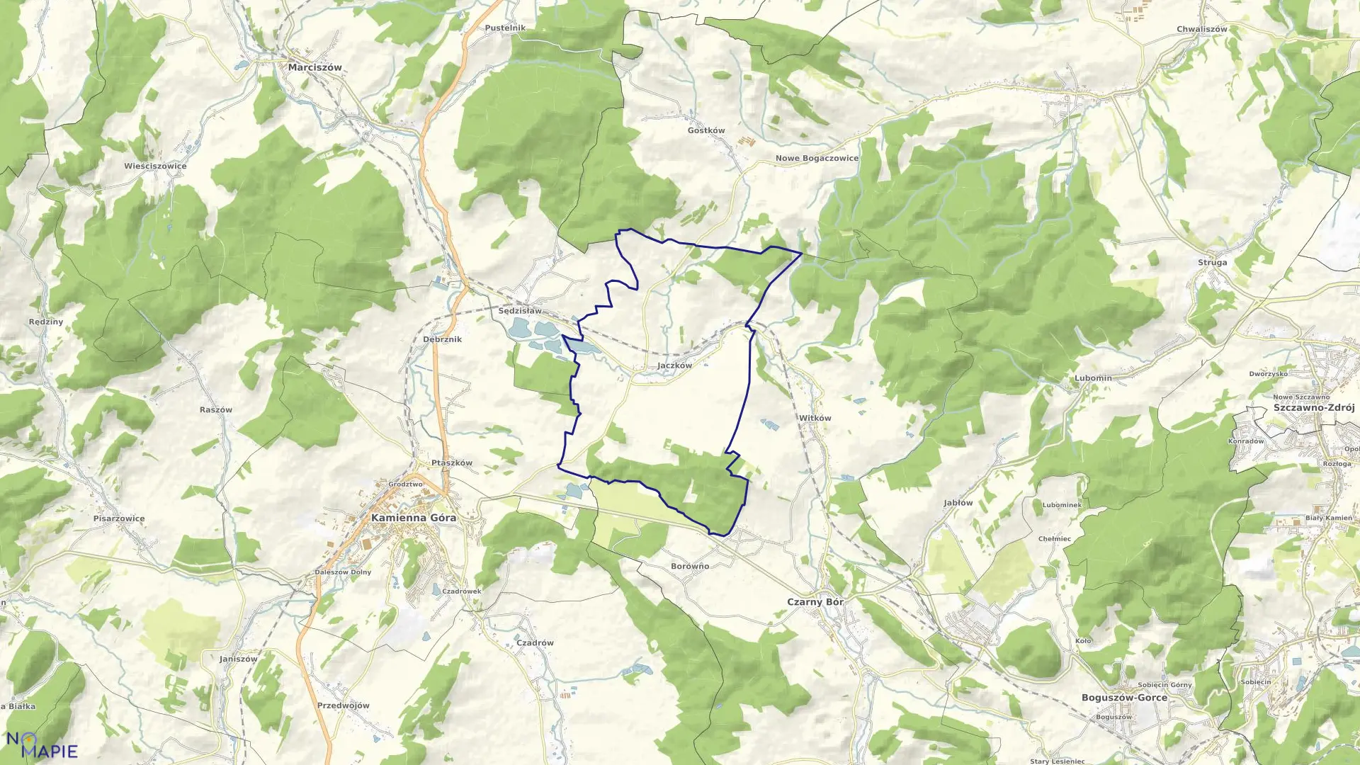 Mapa obrębu JACZKÓW w gminie Czarny Bór