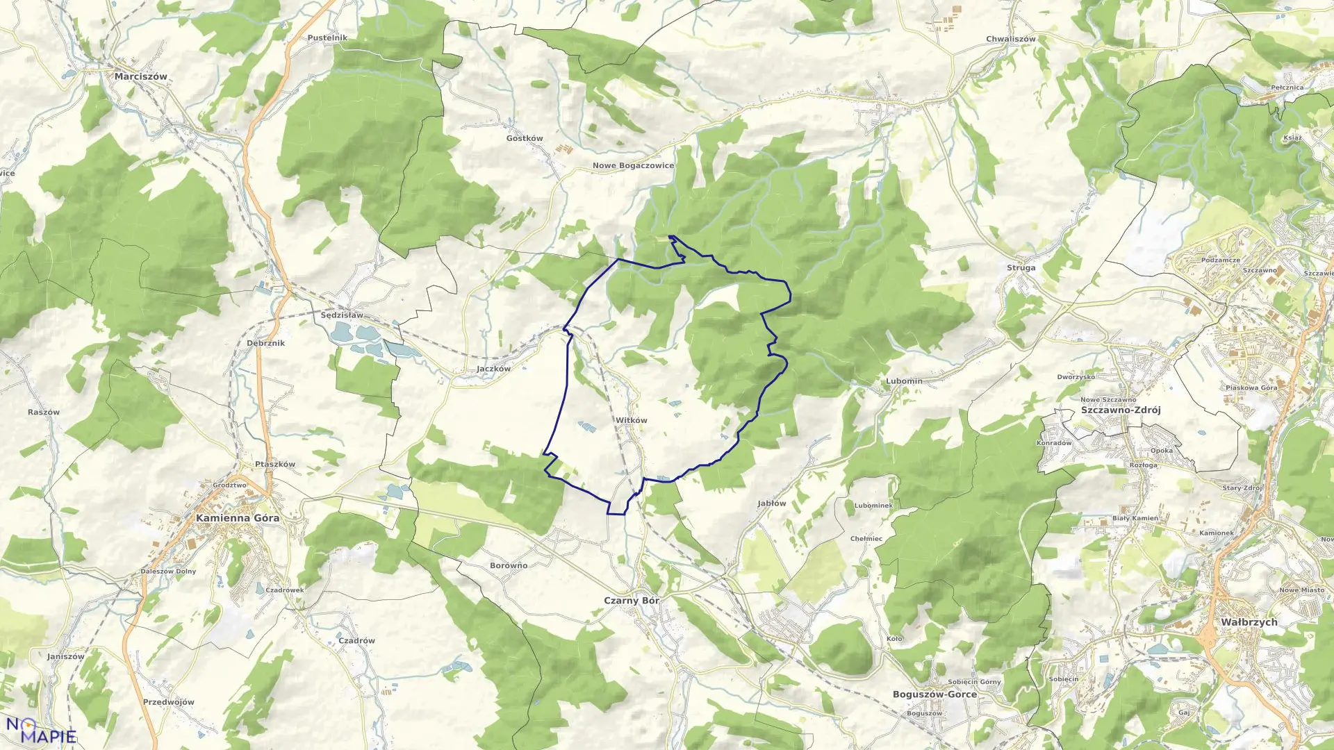 Mapa obrębu WITKÓW w gminie Czarny Bór